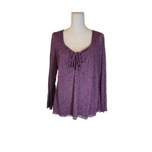 Torrid Embroidered Lace Top Women Size 2X Purple Bohemian Fairy Whimsigoth